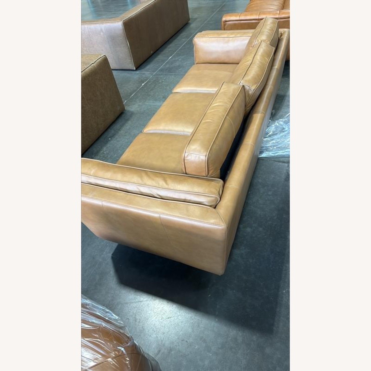 Tan Leather 3 Seater Sofa - image-4