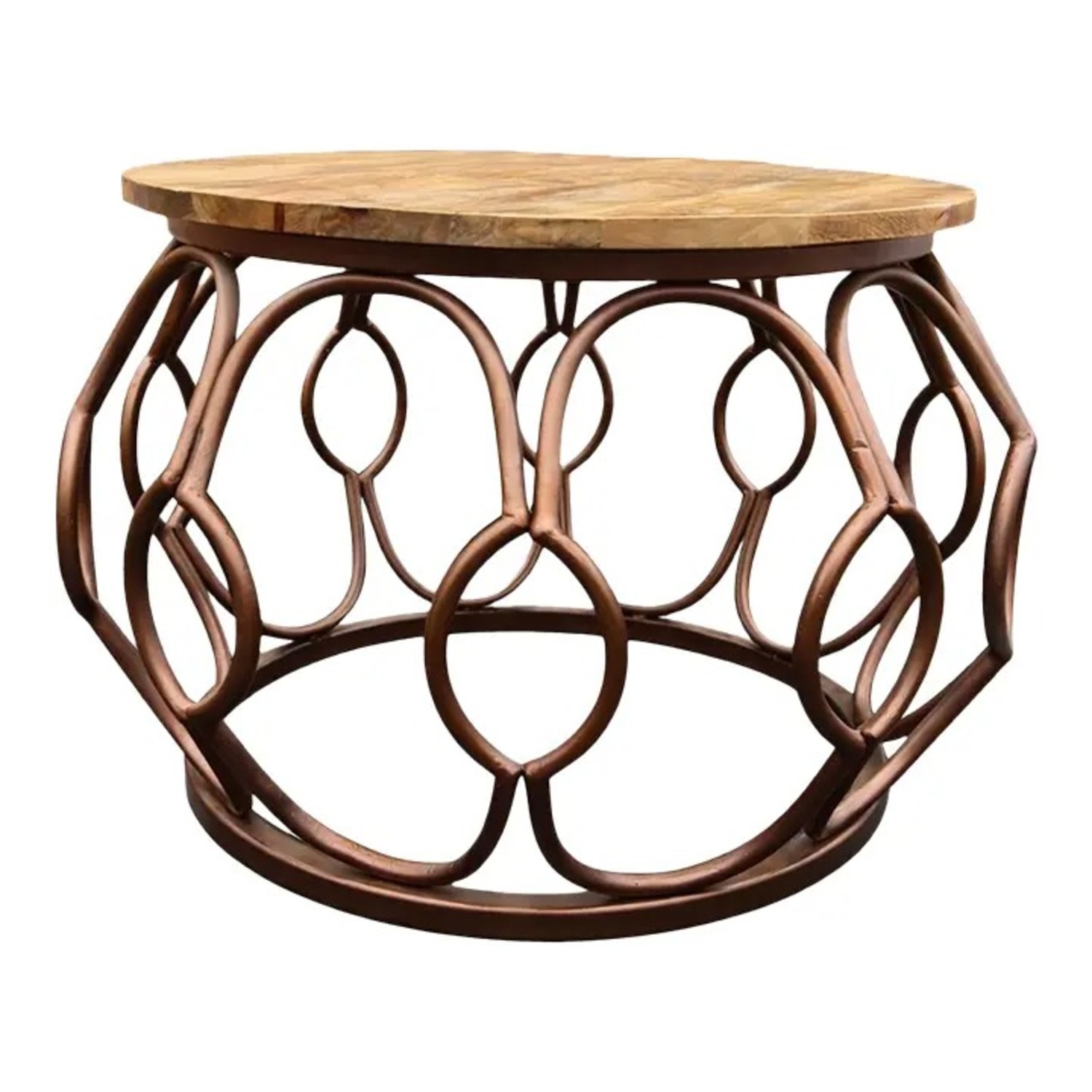 Round Wood & Metal Coffee Table - image-1