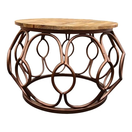 Used Round Wood & Metal Coffee Table for sale on AptDeco