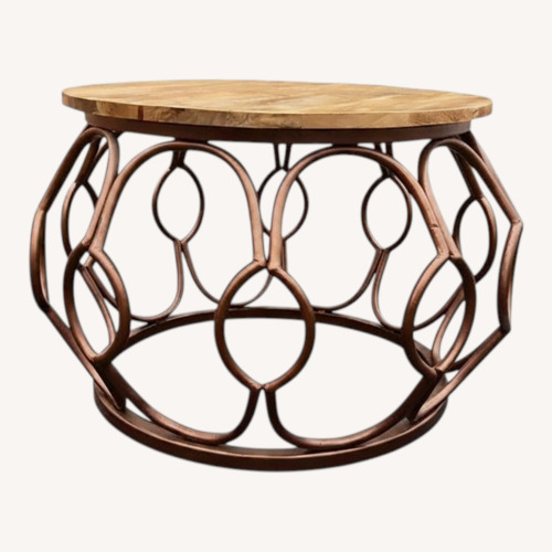 Used Round Wood & Metal Coffee Table for sale on AptDeco