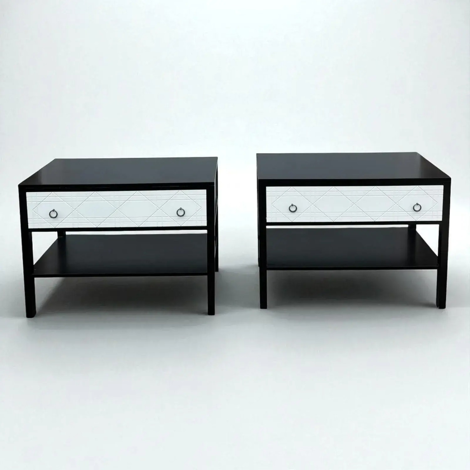 Pair of Modern Black and White Nightstands - image-2