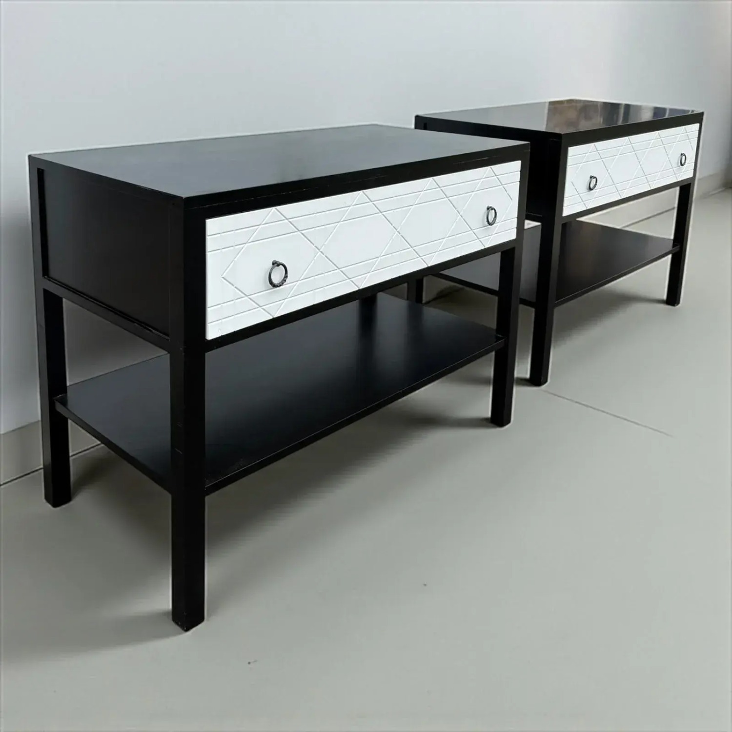 Pair of Modern Black and White Nightstands - image-4