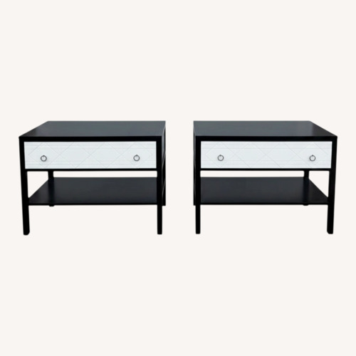 Used Pair of Modern Black and White Nightstands for sale on AptDeco
