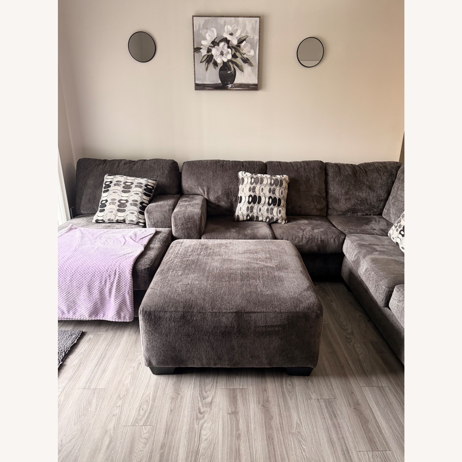 Dark Gray Fabric 3+ Piece Sectional - image-1