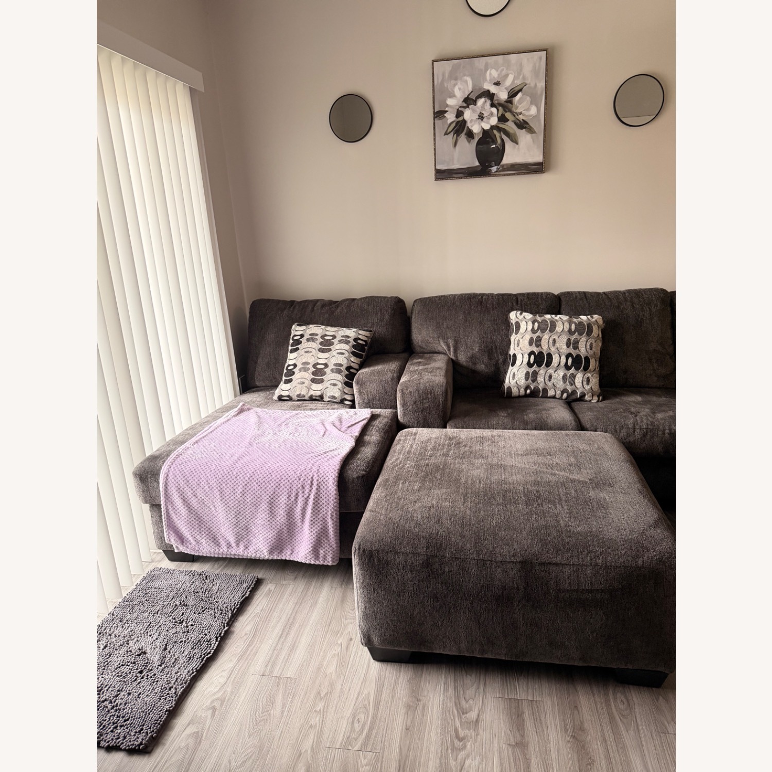 Dark Gray Fabric 3+ Piece Sectional - image-4