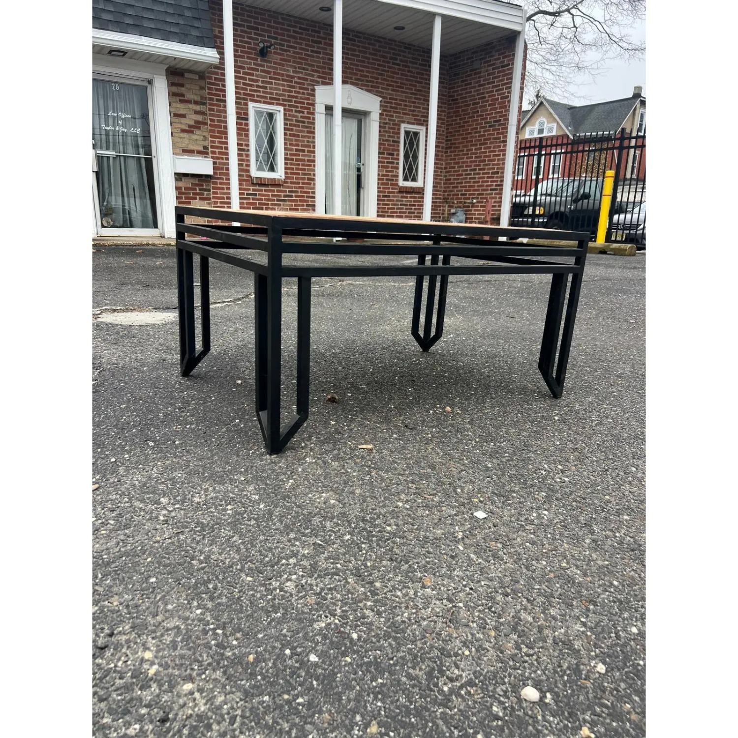 Wood & Black Metal Console Table - image-2