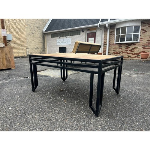 Used Wood & Black Metal Console Table for sale on AptDeco