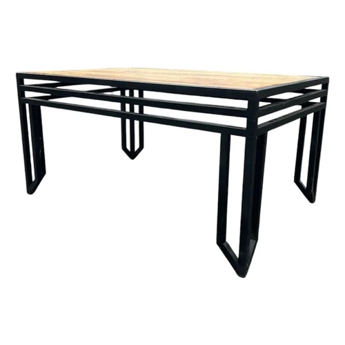 Used Wood & Black Metal Console Table for sale on AptDeco