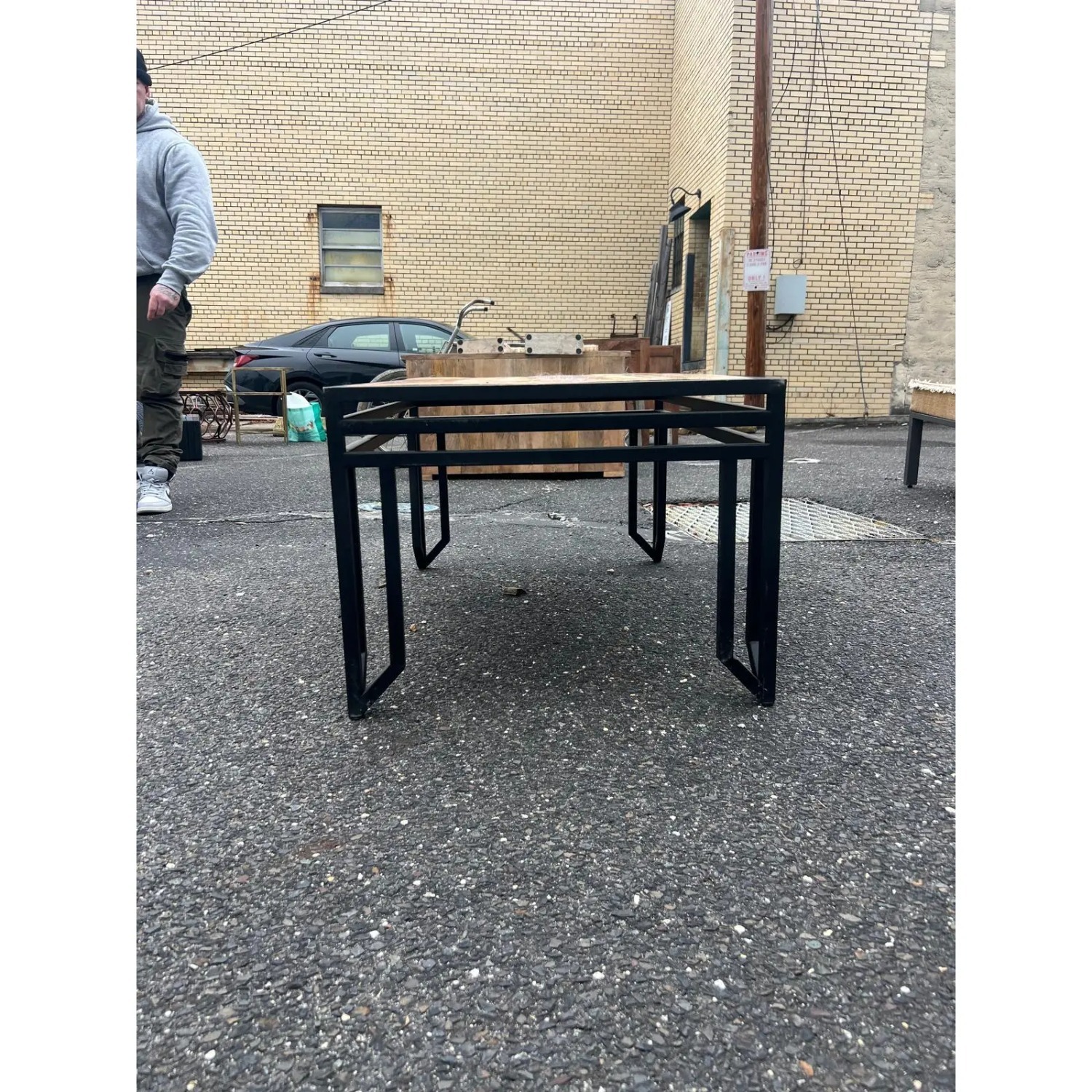 Wood & Black Metal Console Table - image-3