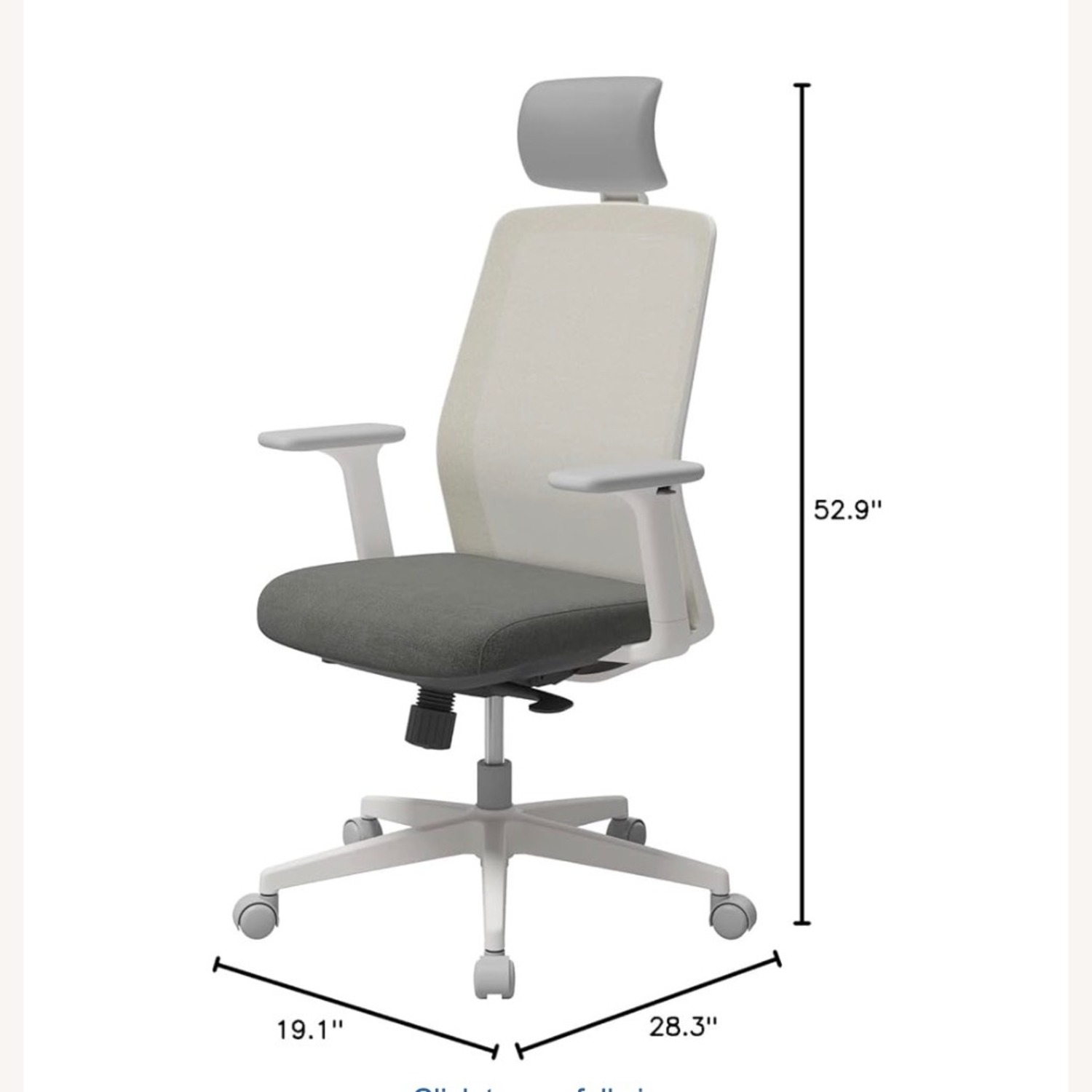 Sidz White and Blue Fabric Office Chair - image-3