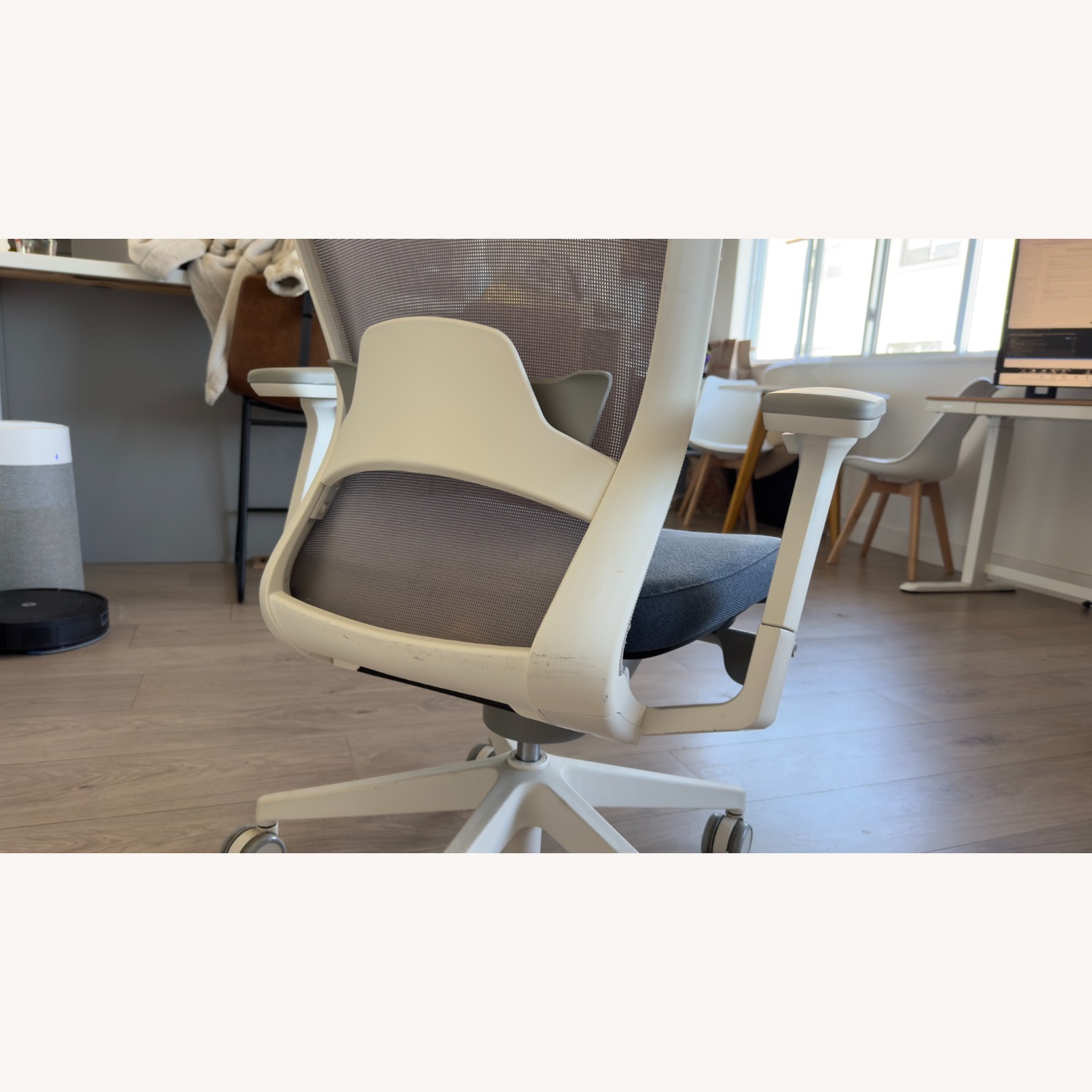 Sidz White and Blue Fabric Office Chair - image-7