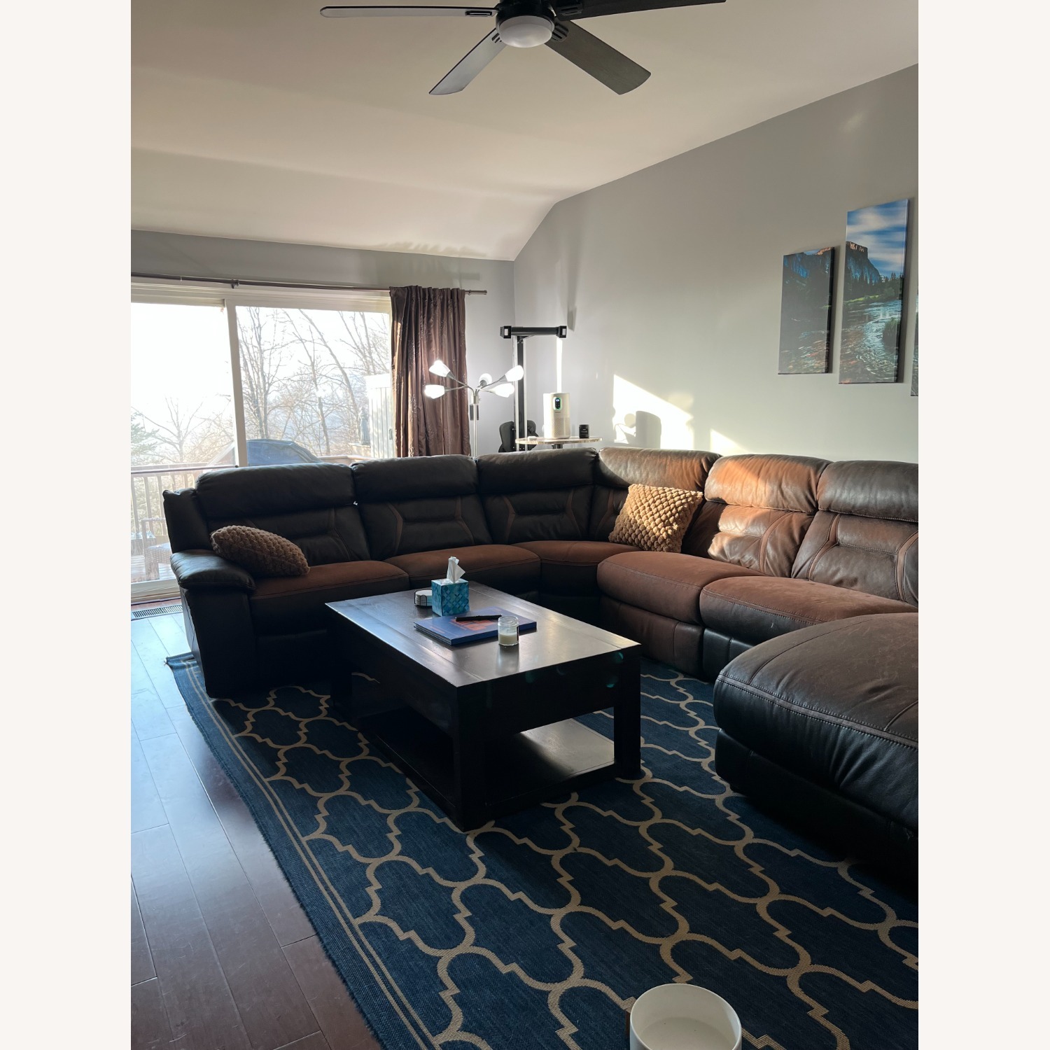 Dark Brown Leather 3+ Piece Sectional - image-2