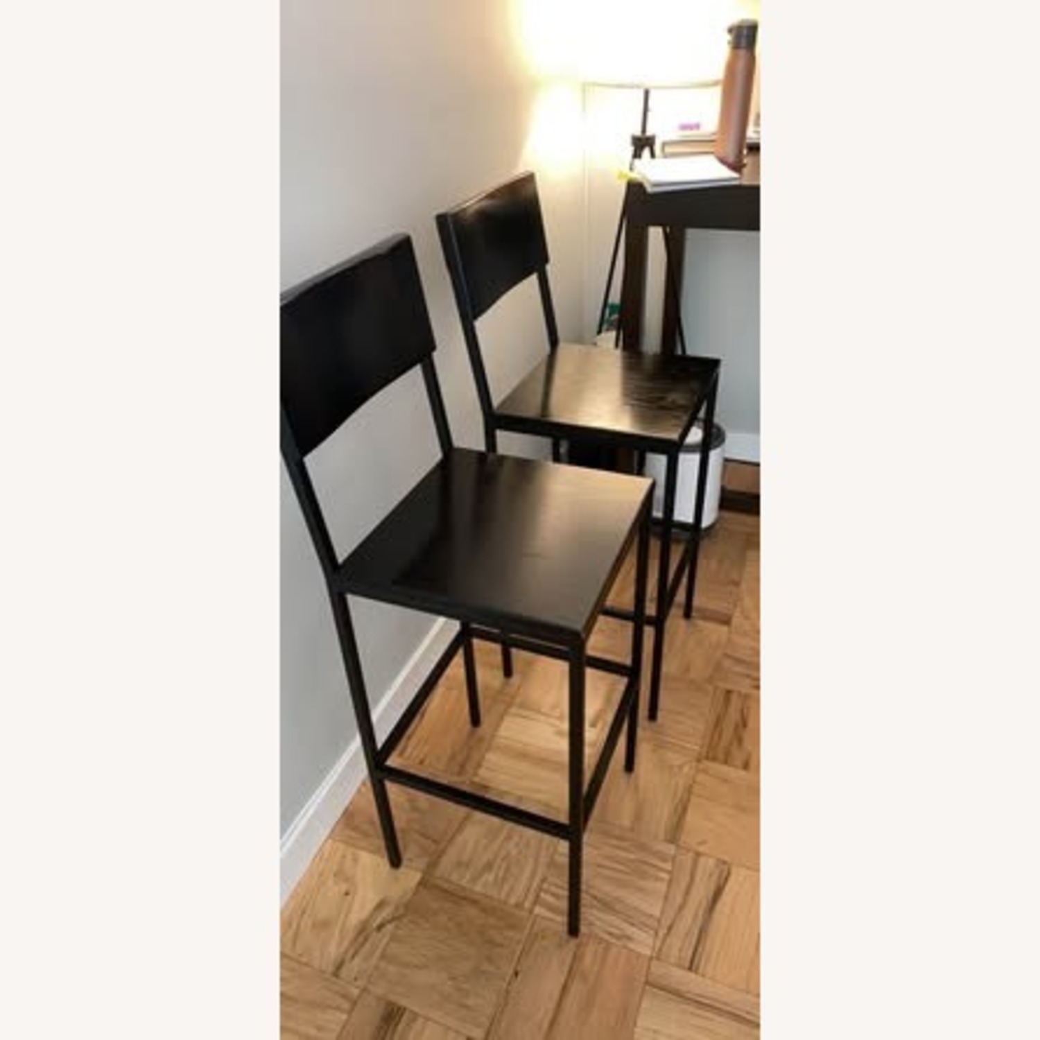 West Elm Rustic Dark Brown Wood Stools - image-4