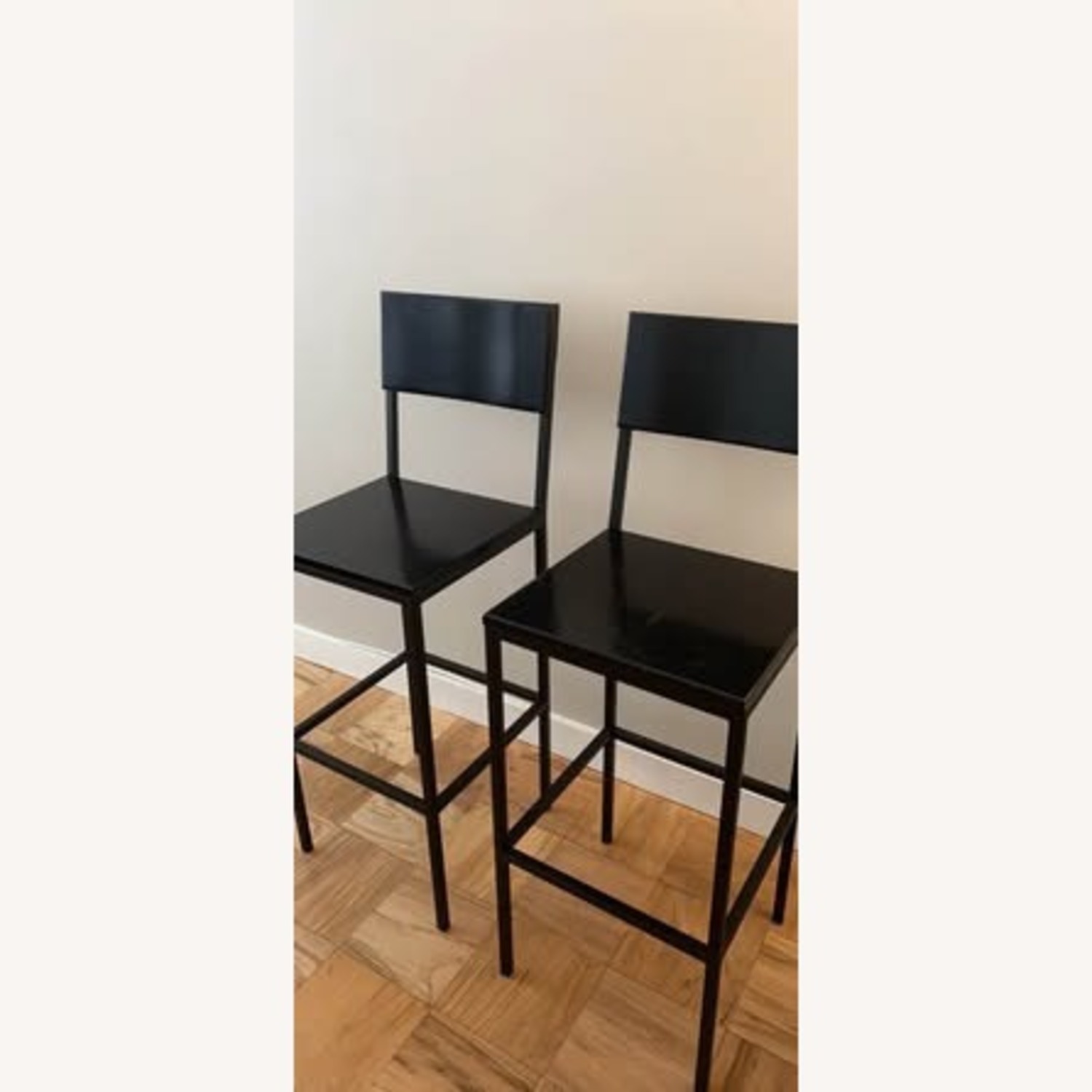 West Elm Rustic Dark Brown Wood Stools - image-1