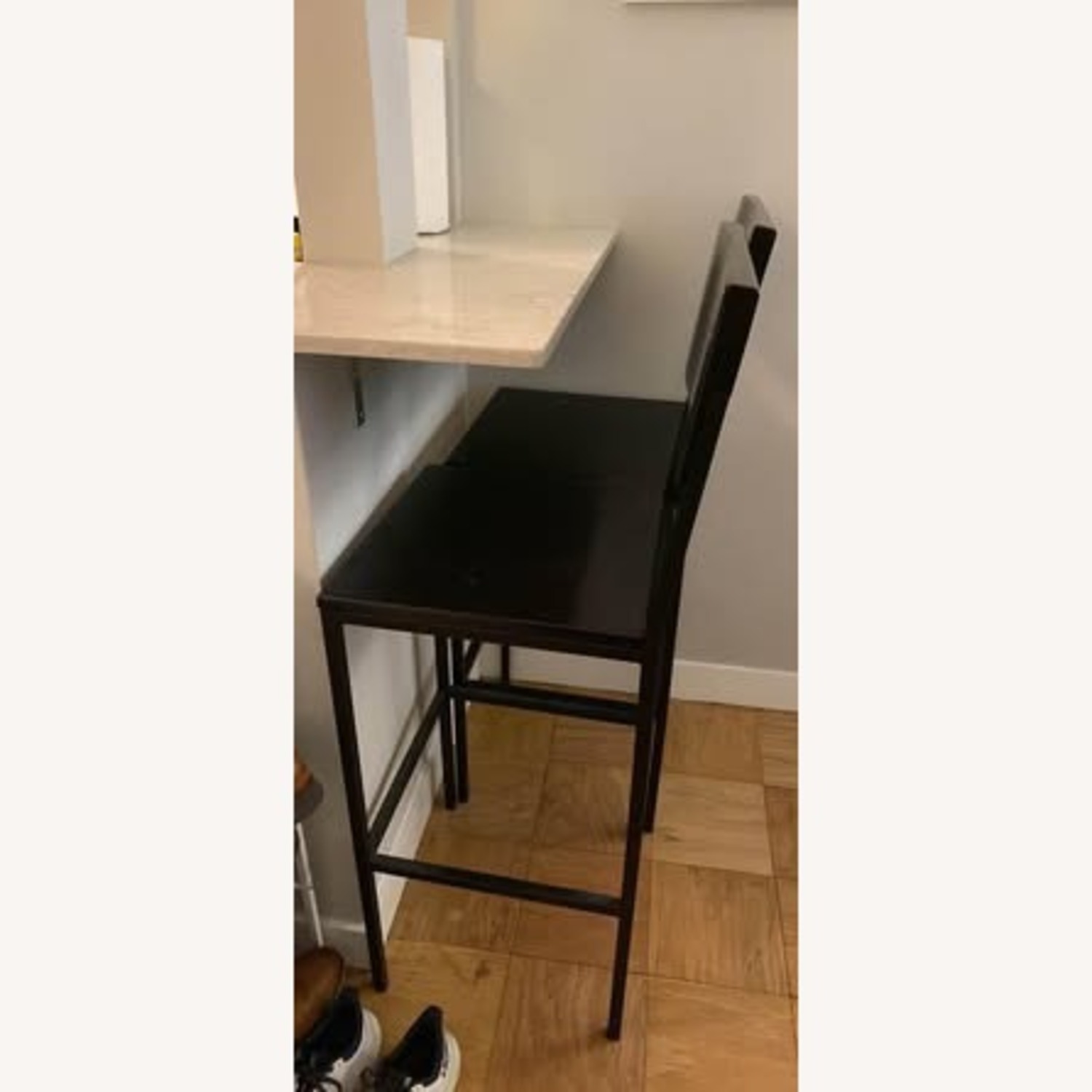 West Elm Rustic Dark Brown Wood Stools - image-2