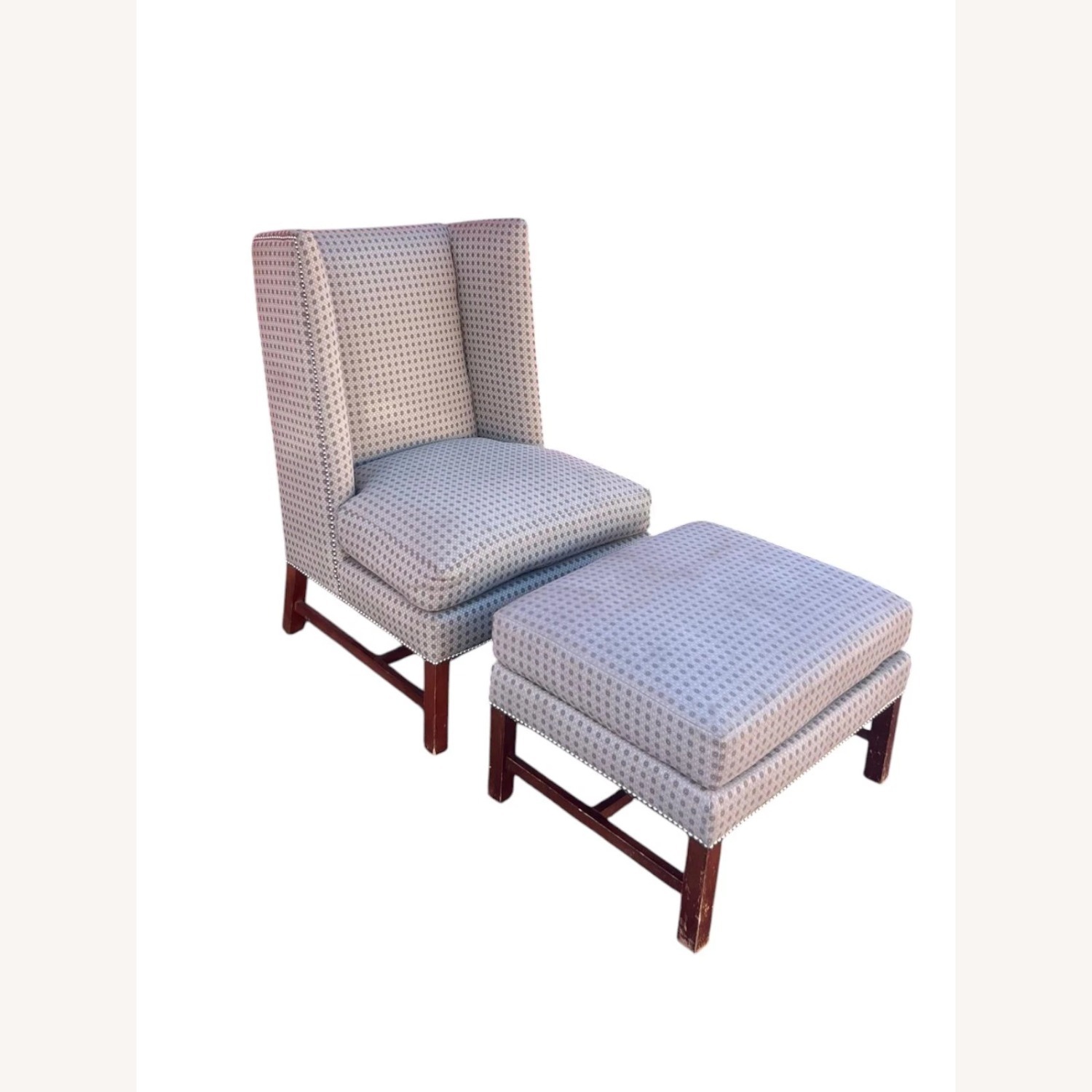 Wingback Accent Chair & Matching Ottoman - image-1