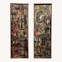 2 Georges Ebrin Adingra “Totems” MCM Paintings