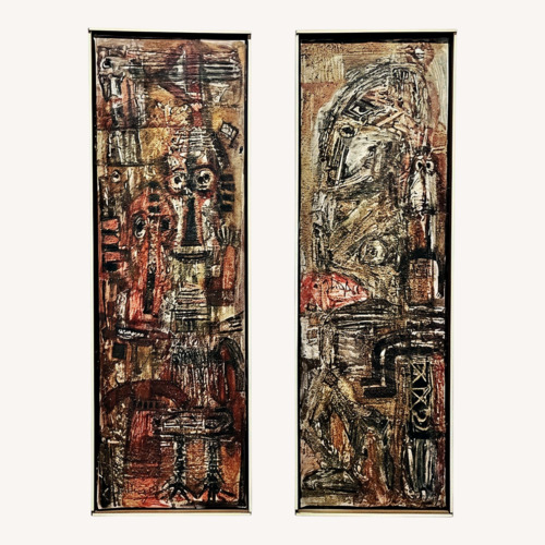 Used 2 Georges Ebrin Adingra “Totems” MCM Paintings for sale on AptDeco