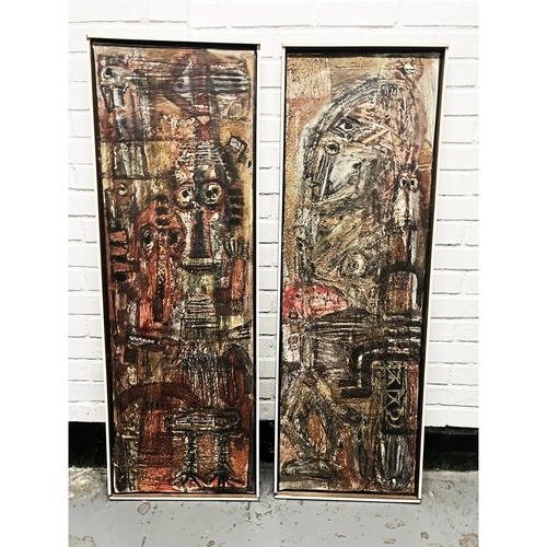 Used 2 Georges Ebrin Adingra “Totems” MCM Paintings for sale on AptDeco