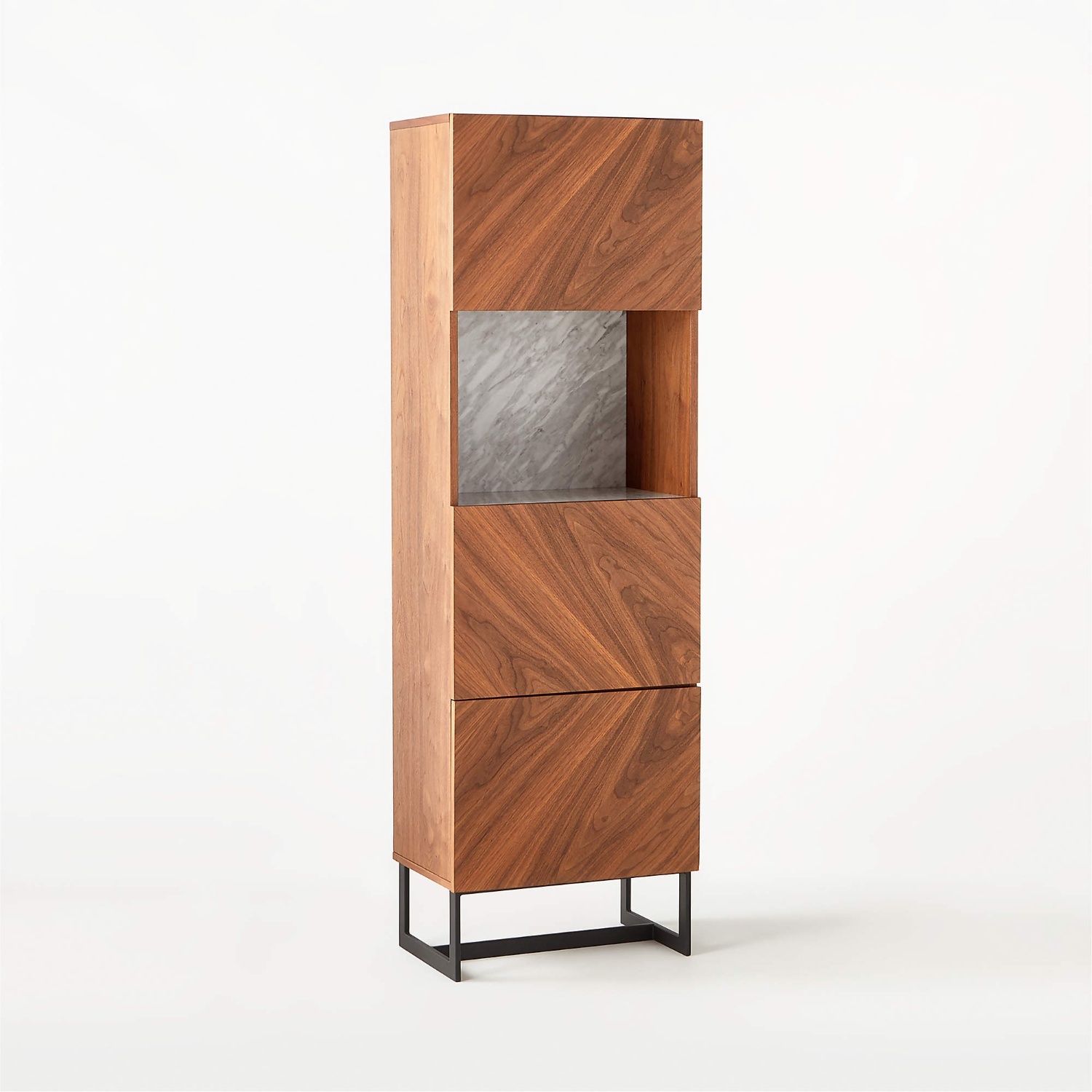 CB2 Suspend White Marble And Wood Bar Cabinet - image-4