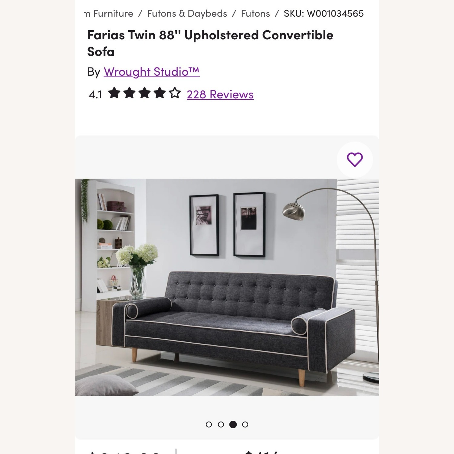 Wayfair Farias Twin 88'' Upholstered Convertible Sofa - image-5