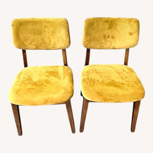 Used Dark Yellow Velvet Dining Chair Set of 2 for sale on AptDeco