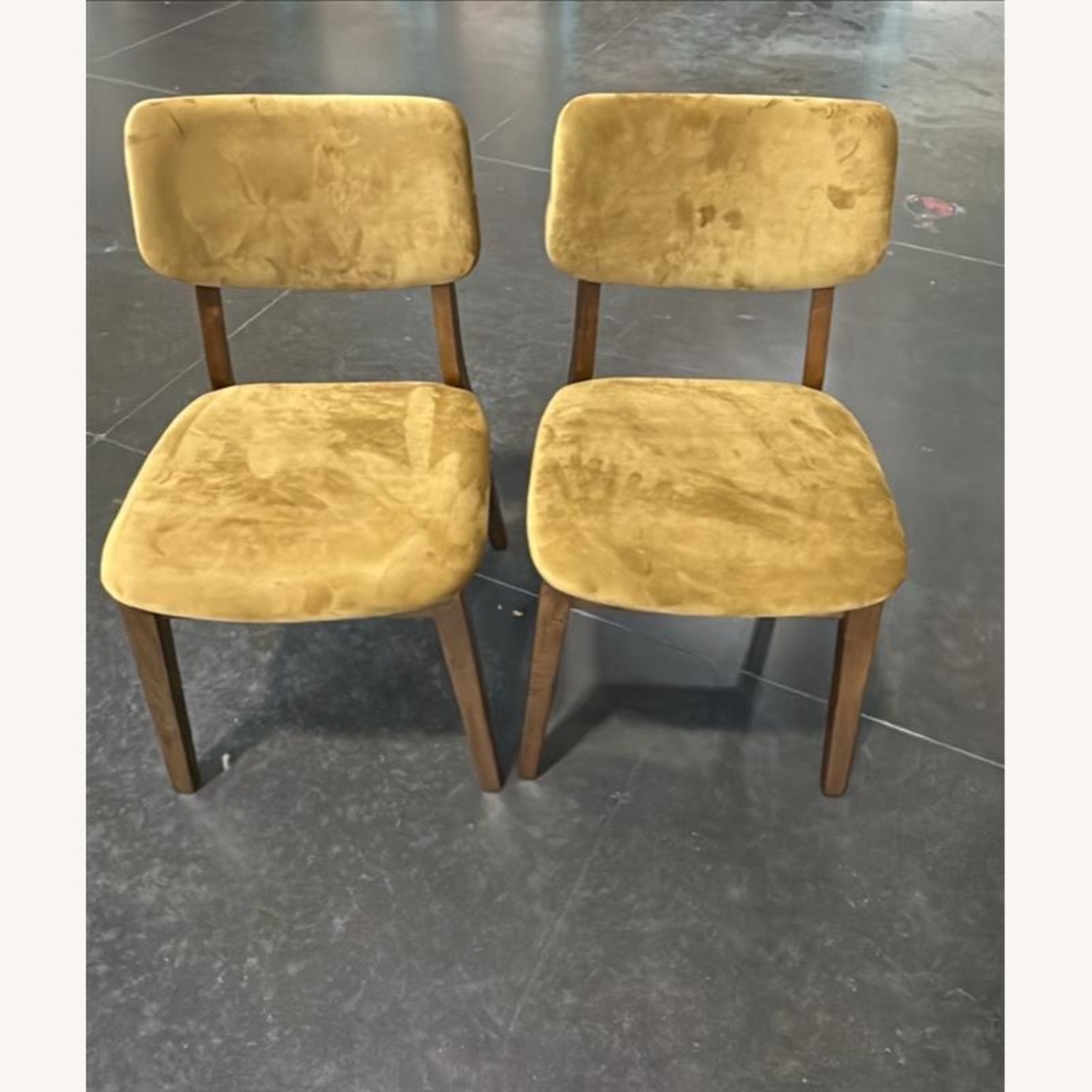 Dark Yellow Velvet Dining Chair Set of 2 - image-2