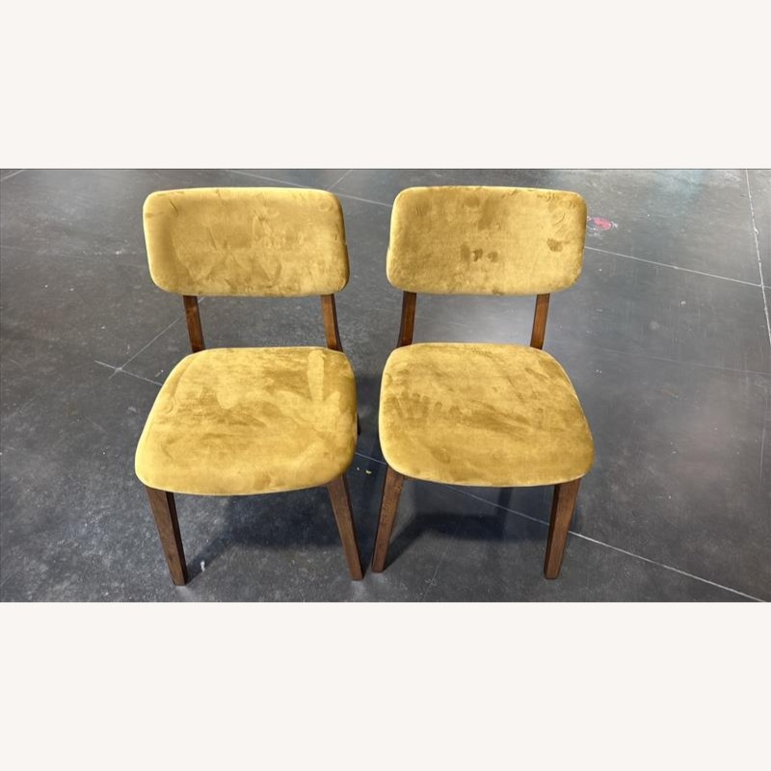 Dark Yellow Velvet Dining Chair Set of 2 - image-1