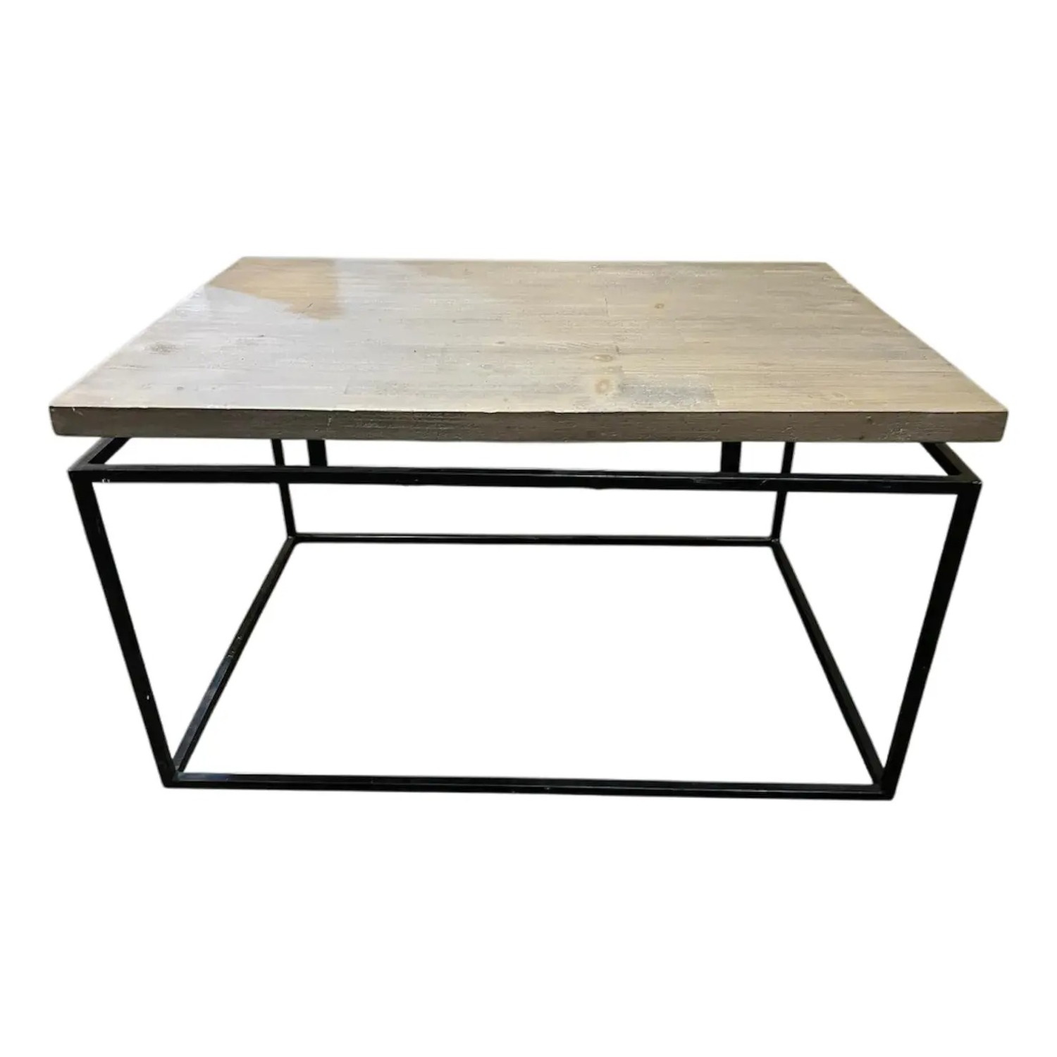 Industrial Wood Top Coffee Table - image-1