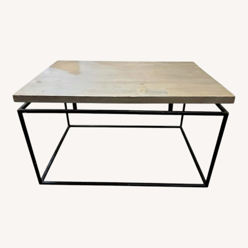 Used Industrial Wood Top Coffee Table for sale on AptDeco