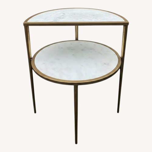Used Modern Marble Top Two-Tier Accent Table for sale on AptDeco