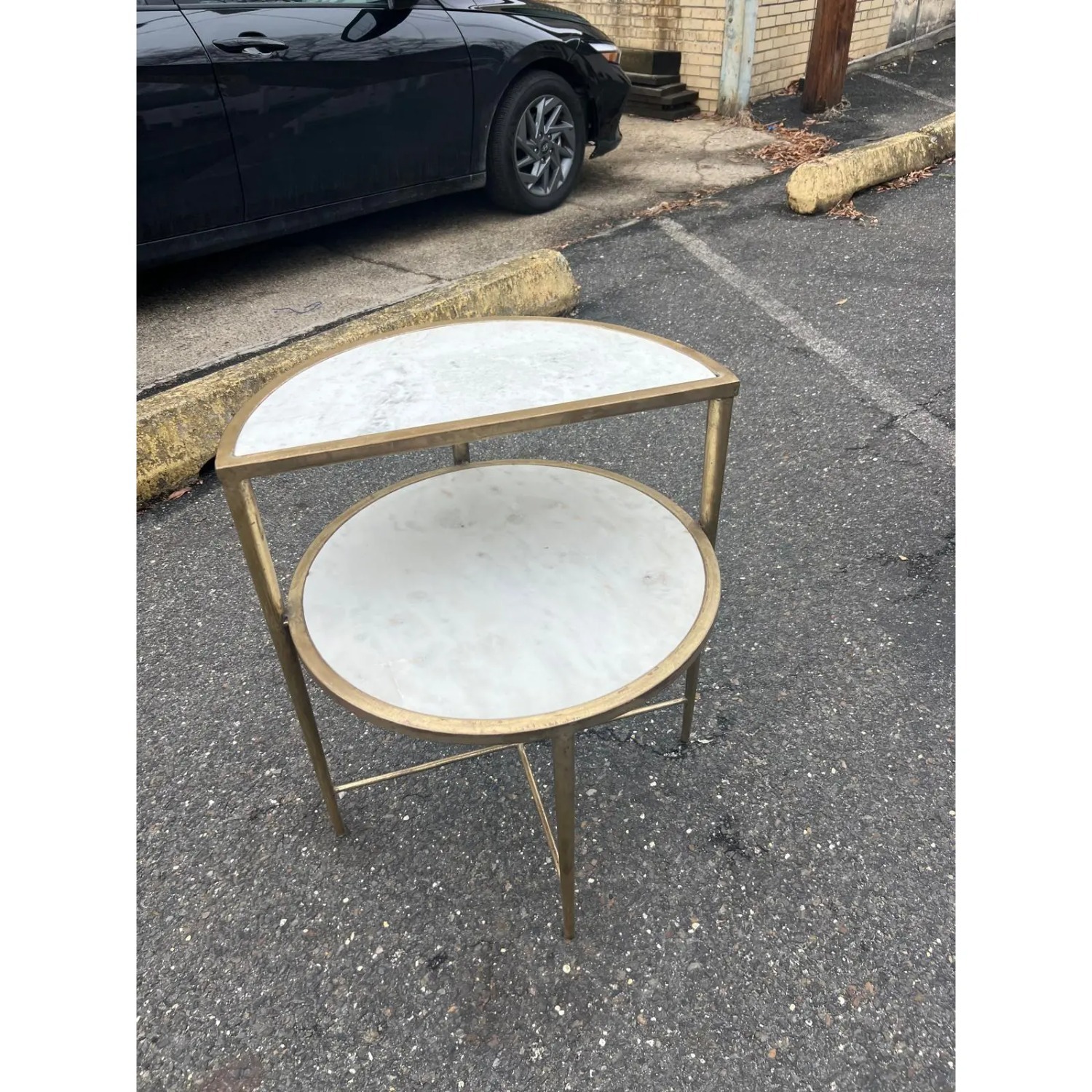 Modern Marble Top Two-Tier Accent Table - image-5