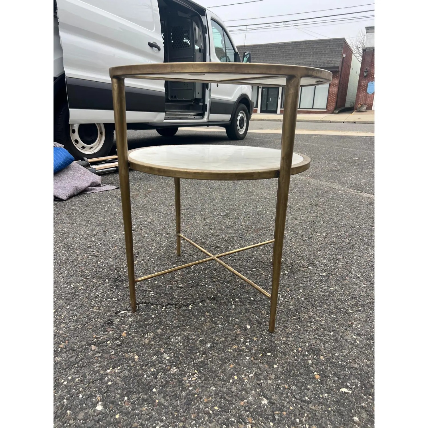 Modern Marble Top Two-Tier Accent Table - image-4