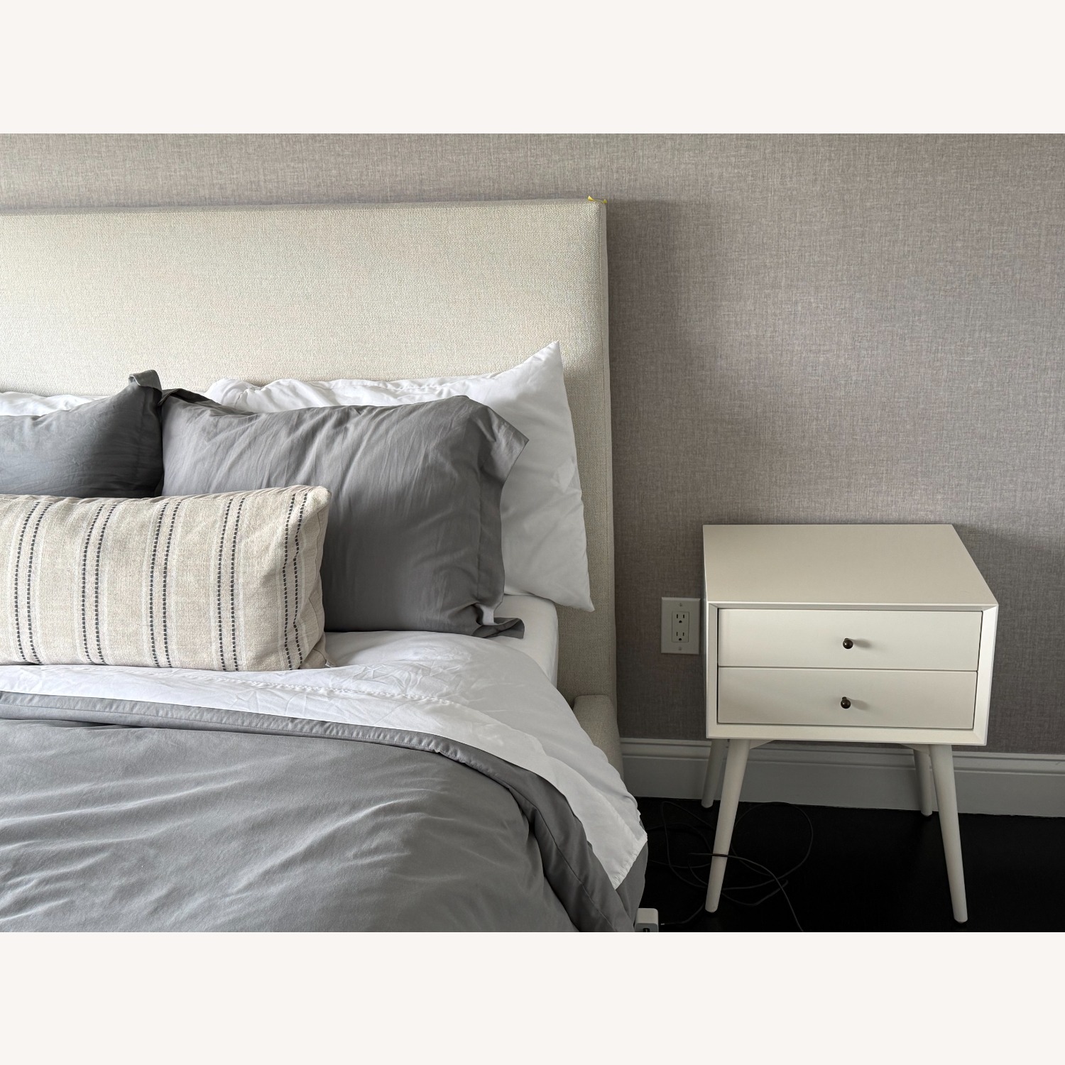 Mid-century White Nightstand - image-2