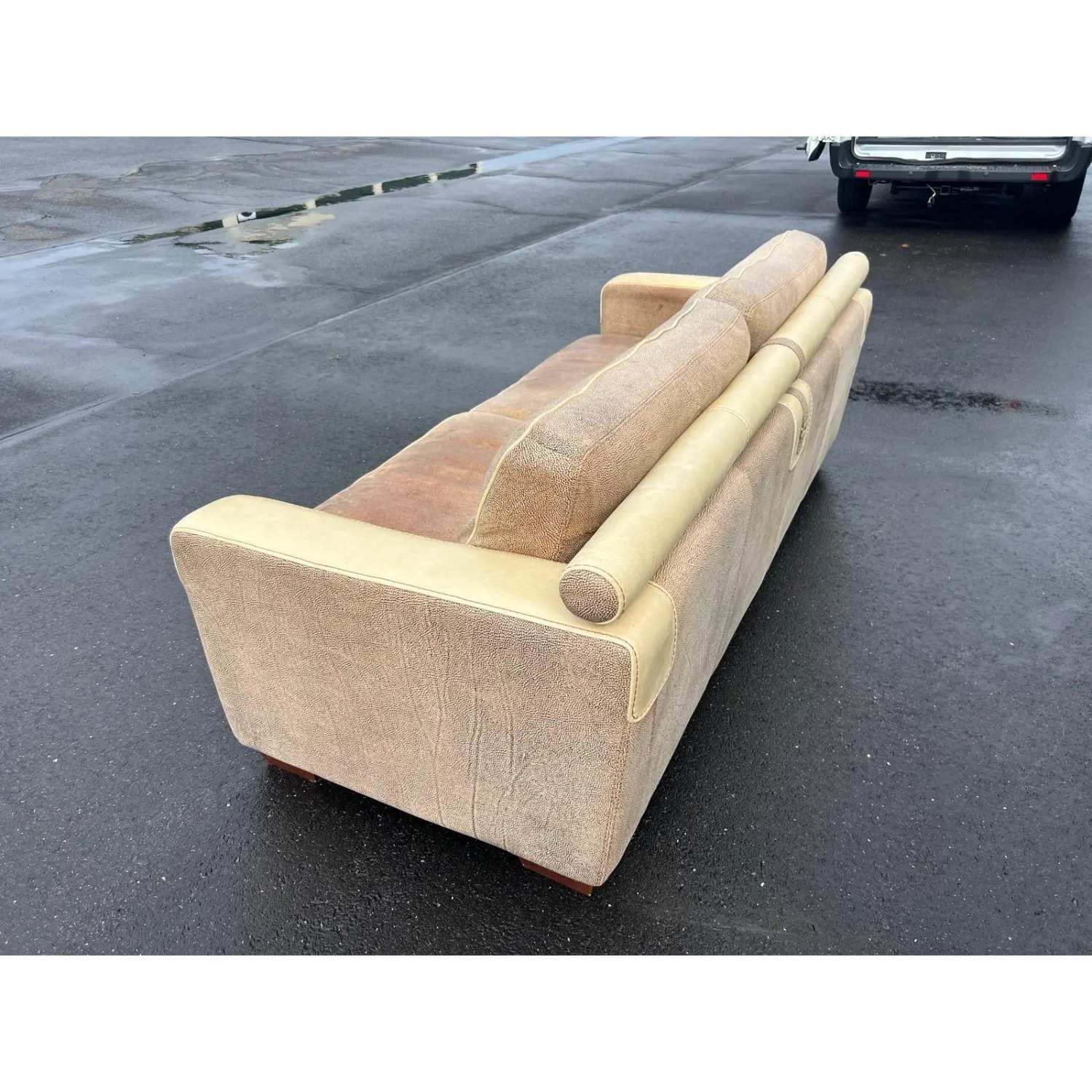 Vintage Two-Tone Leather Sofa - image-3