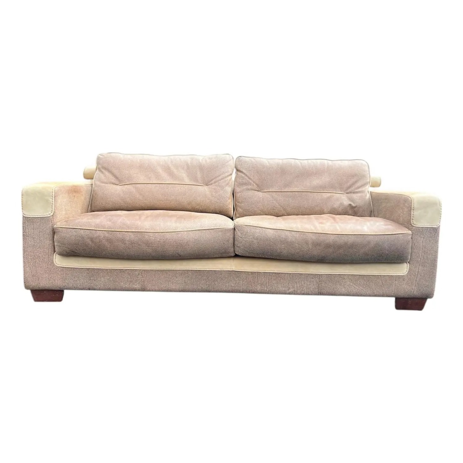 Vintage Two-Tone Leather Sofa - image-1
