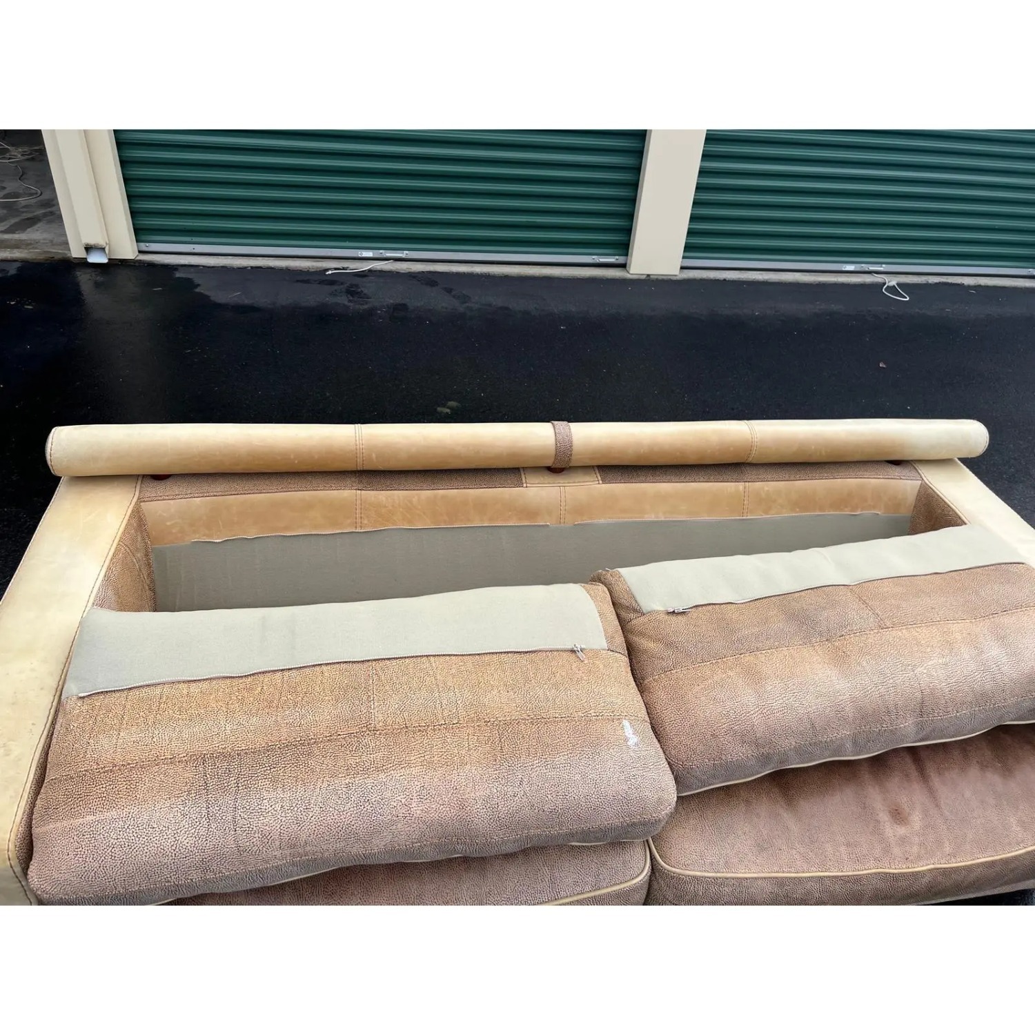 Vintage Two-Tone Leather Sofa - image-4