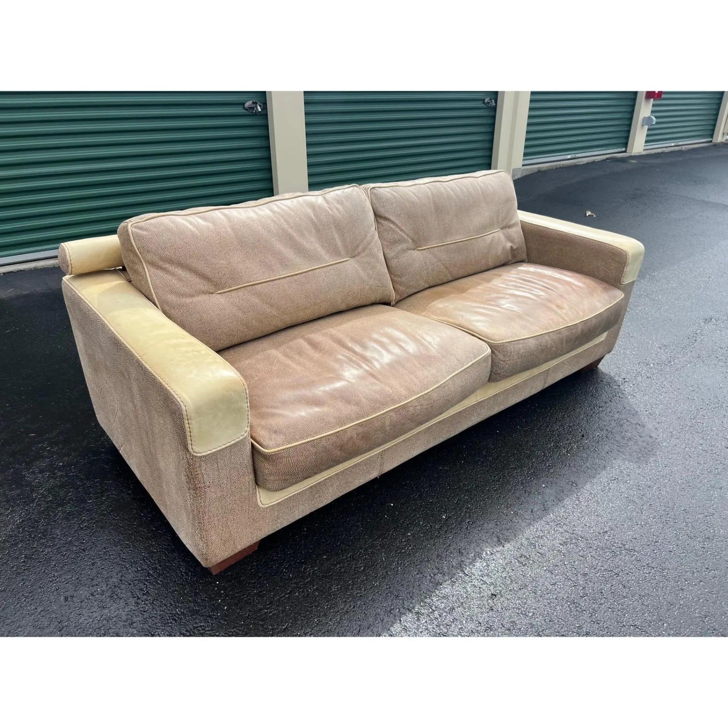 Vintage Two-Tone Leather Sofa - image-6