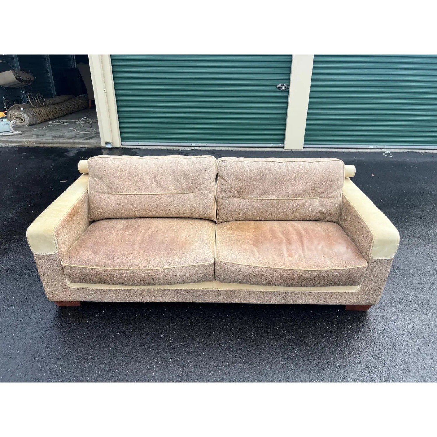 Vintage Two-Tone Leather Sofa - image-2