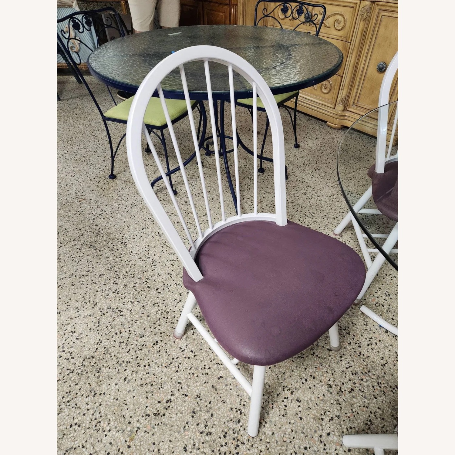 40" Round Glass Top Dining Set W Four Chairs - image-1