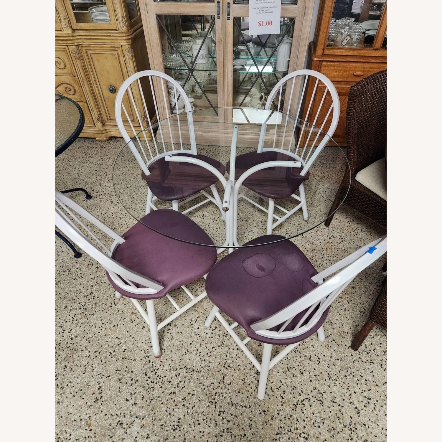 40" Round Glass Top Dining Set W Four Chairs - image-3