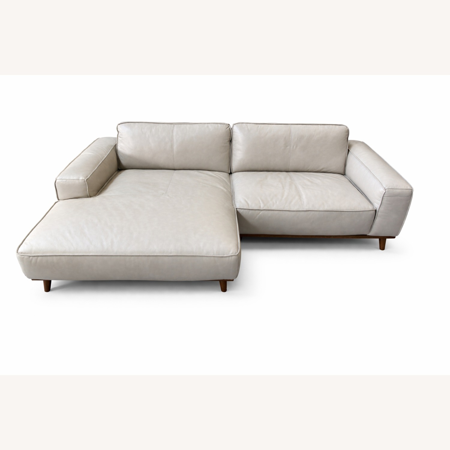 Beige Leather Sectional Sofa - image-1