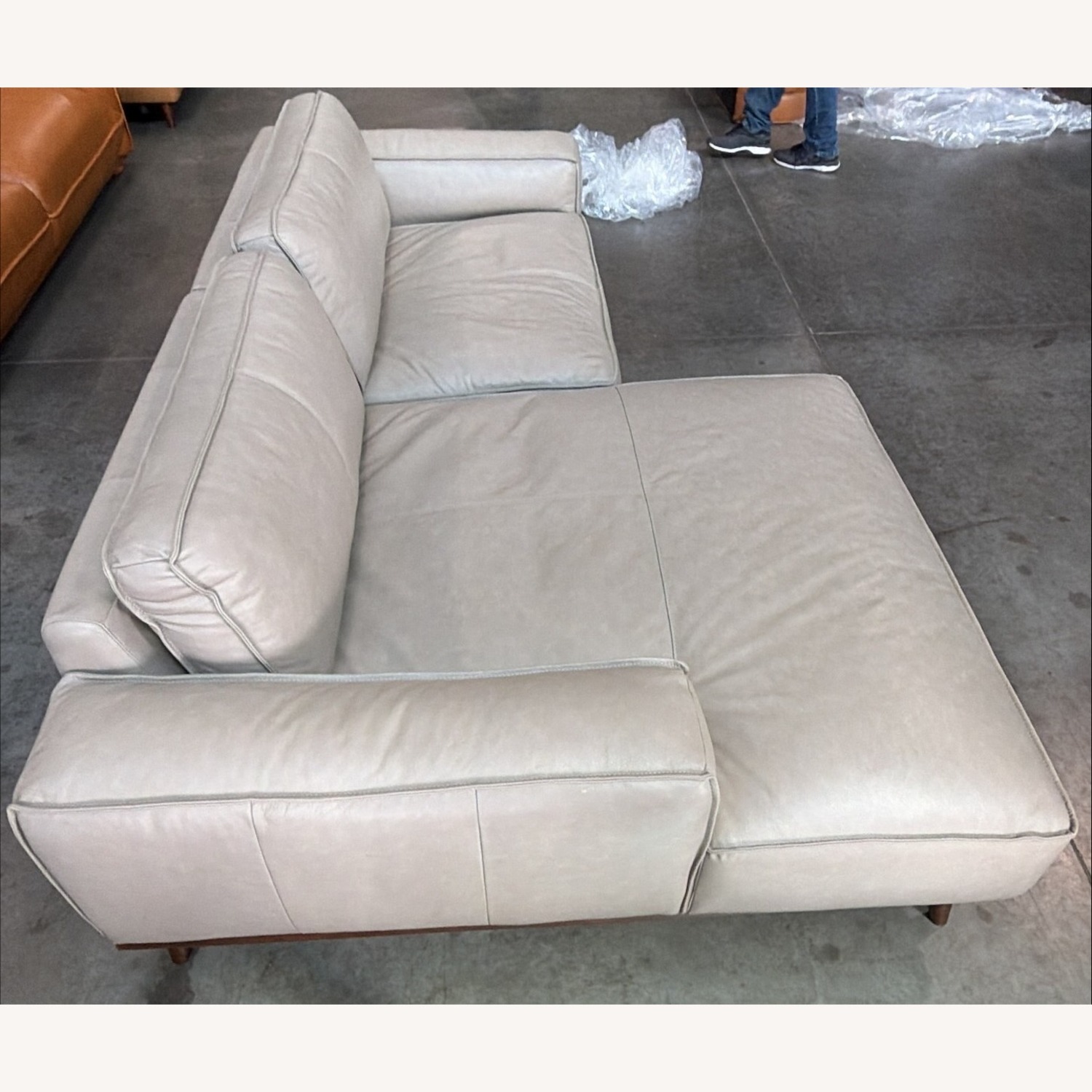 Beige Leather Sectional Sofa - image-3