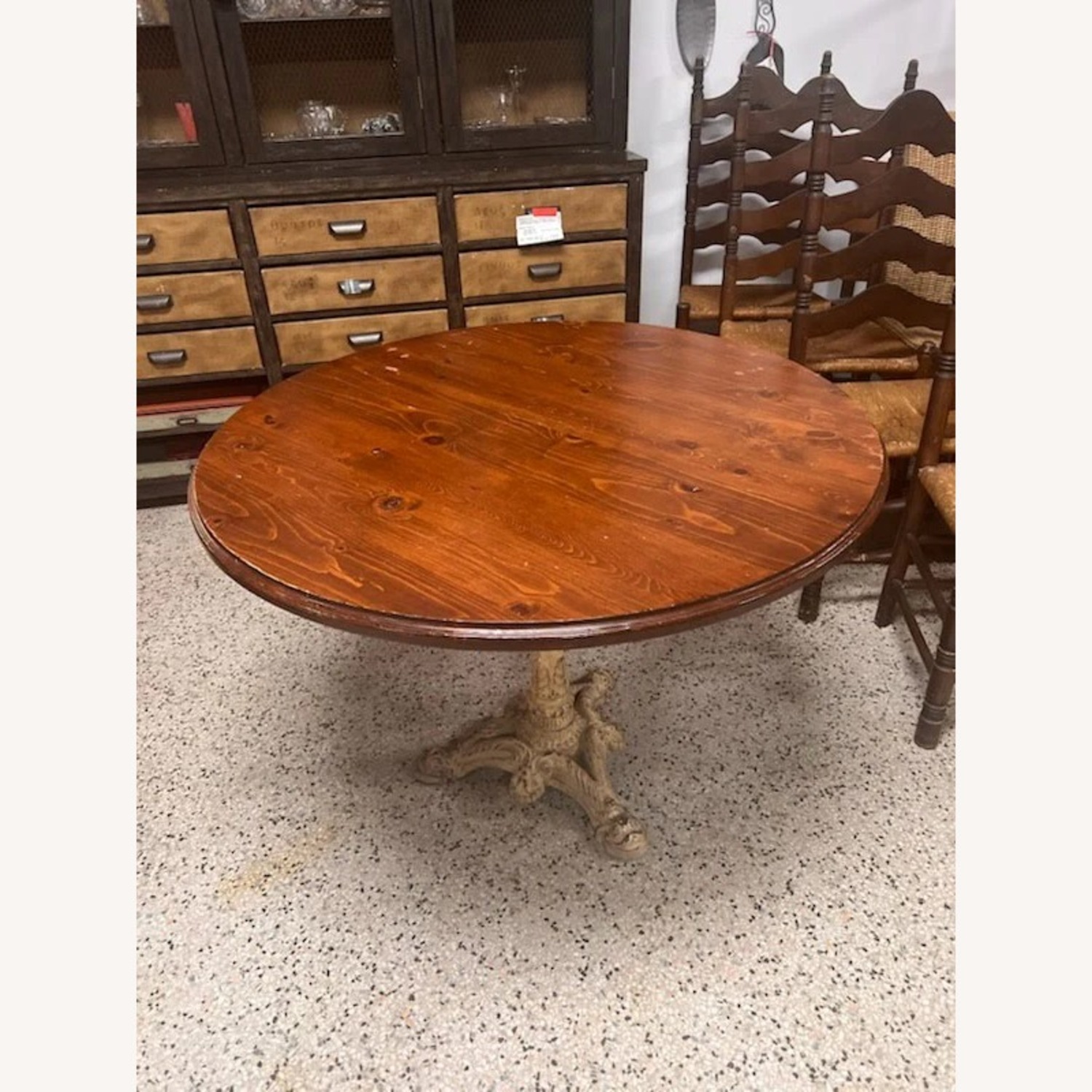 40" Round Dark Wood Top Dining Table - image-3