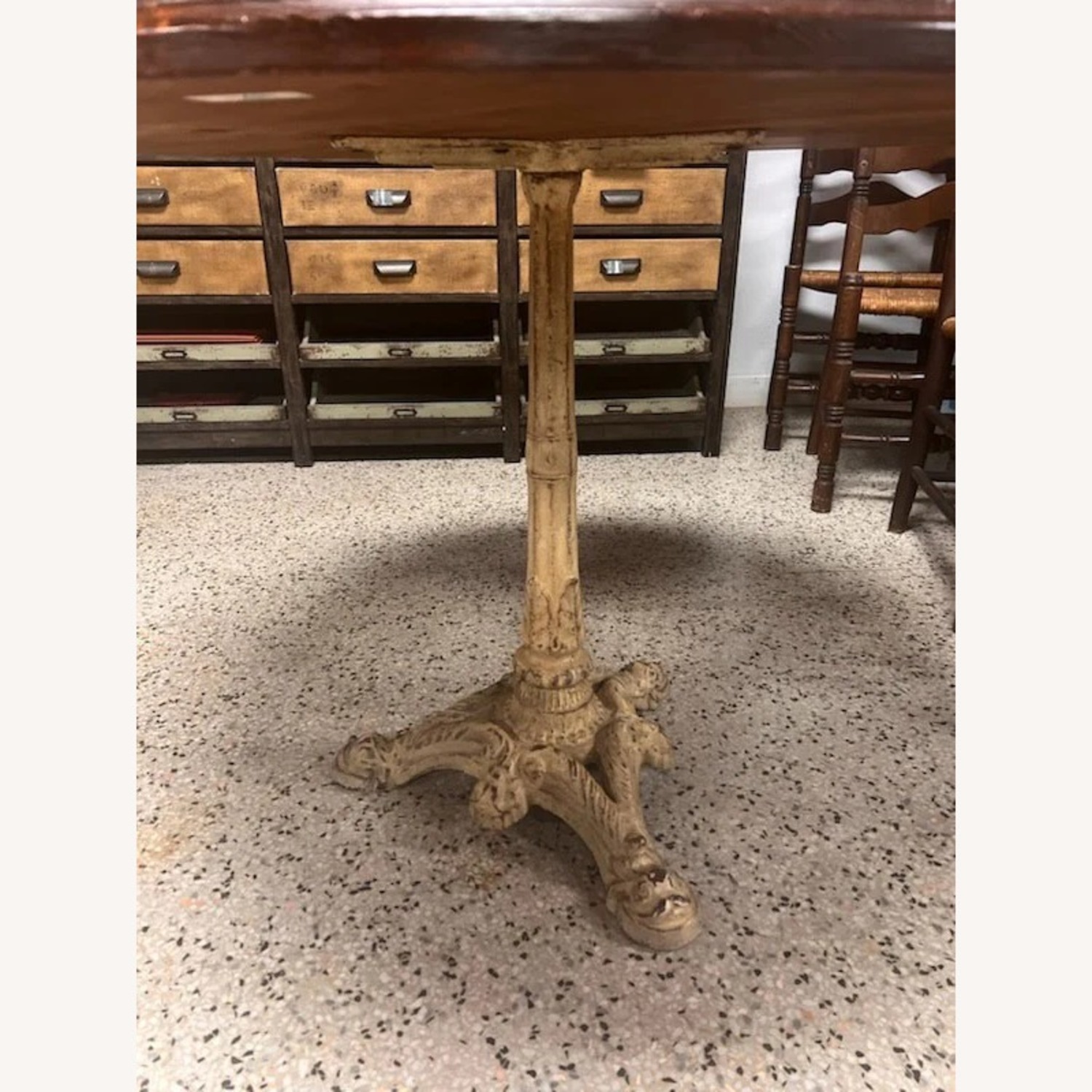 40" Round Dark Wood Top Dining Table - image-1