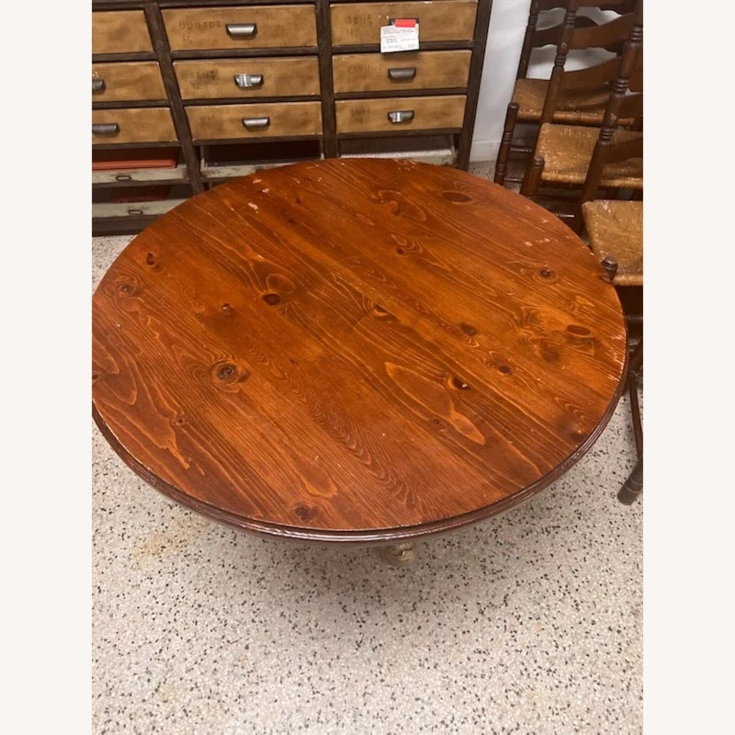 40" Round Dark Wood Top Dining Table - image-2
