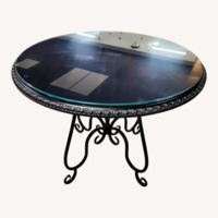 Pier 1 Imports Glass Top Wood Dining Table