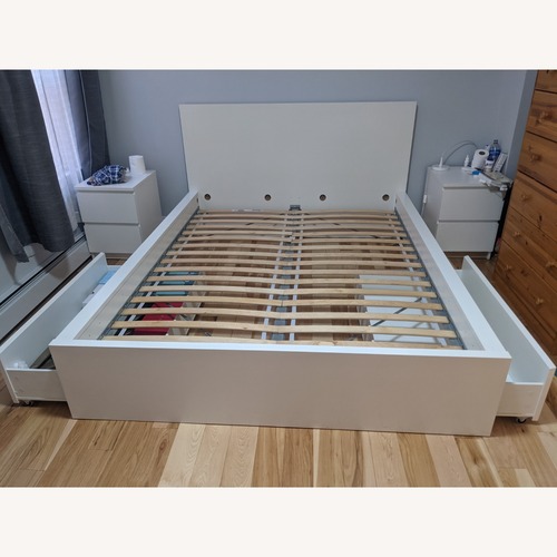 Used IKEA MALM White Queen Bed Storage Drawers for sale on AptDeco