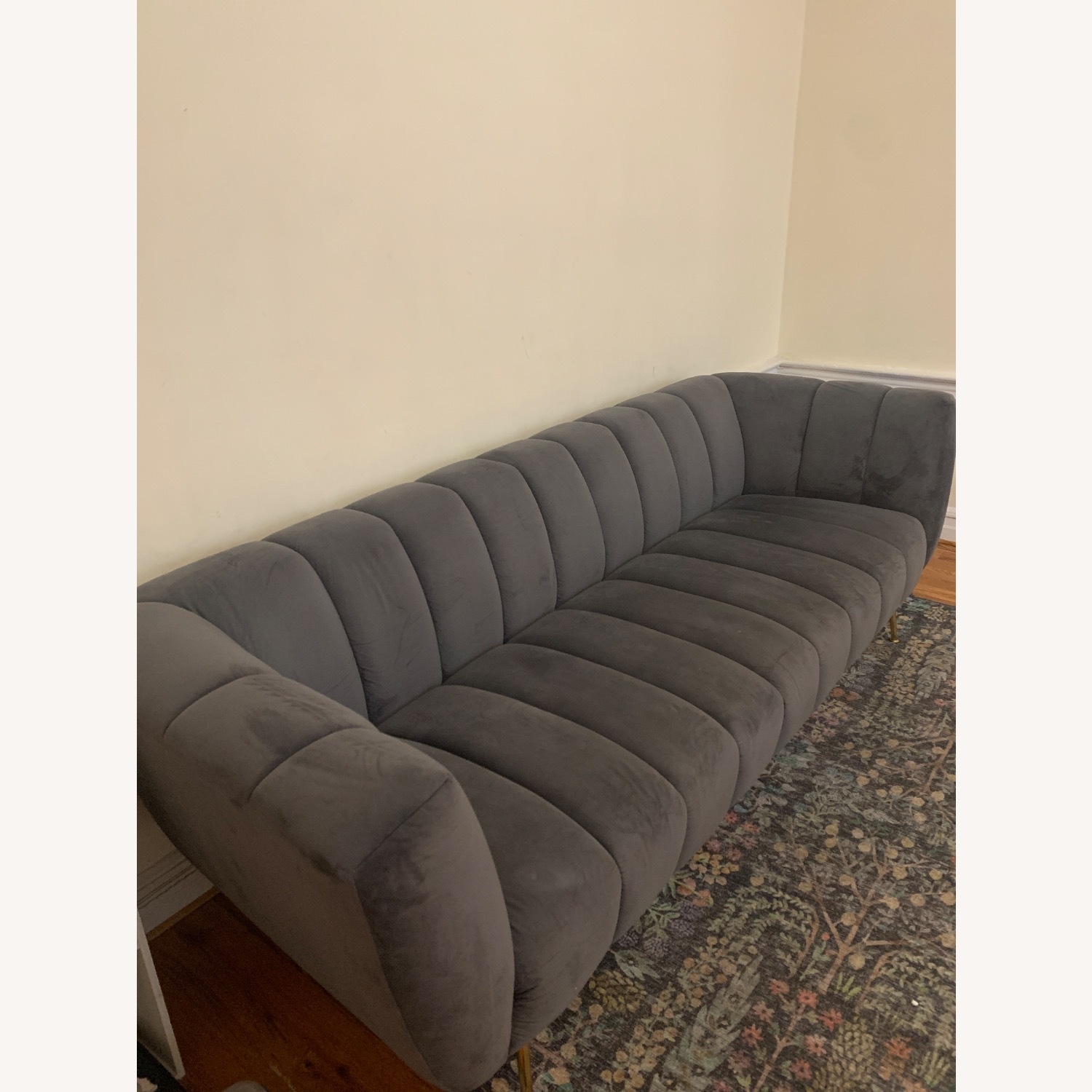 Modway Light Gray Velvet 3+ Seater Sofa - image-2