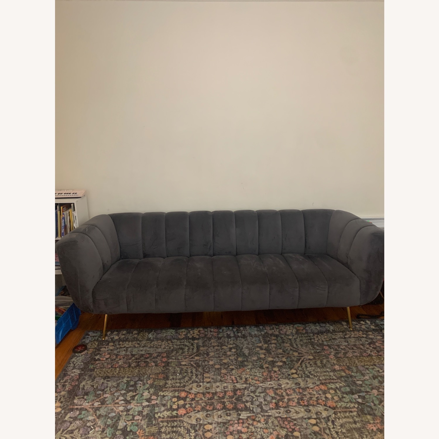 Modway Light Gray Velvet 3+ Seater Sofa - image-1